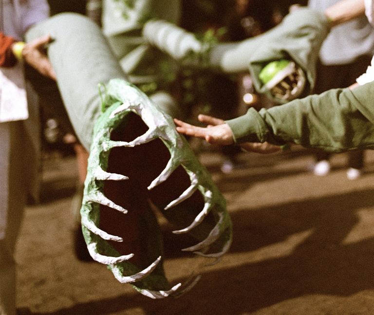 Foto zeigt eine Fleischfressende Pflanze aus Pappmasche